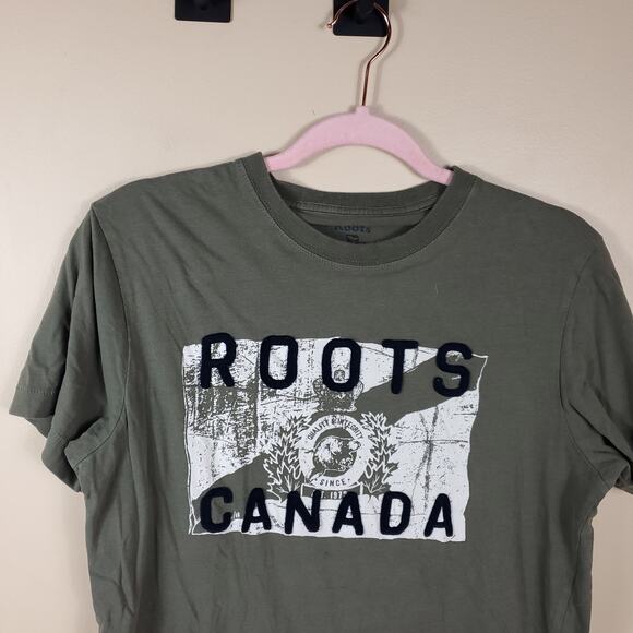 Roots Canada Green Short Sleeve Crewneck Tee Size S - Picture 2 of 8